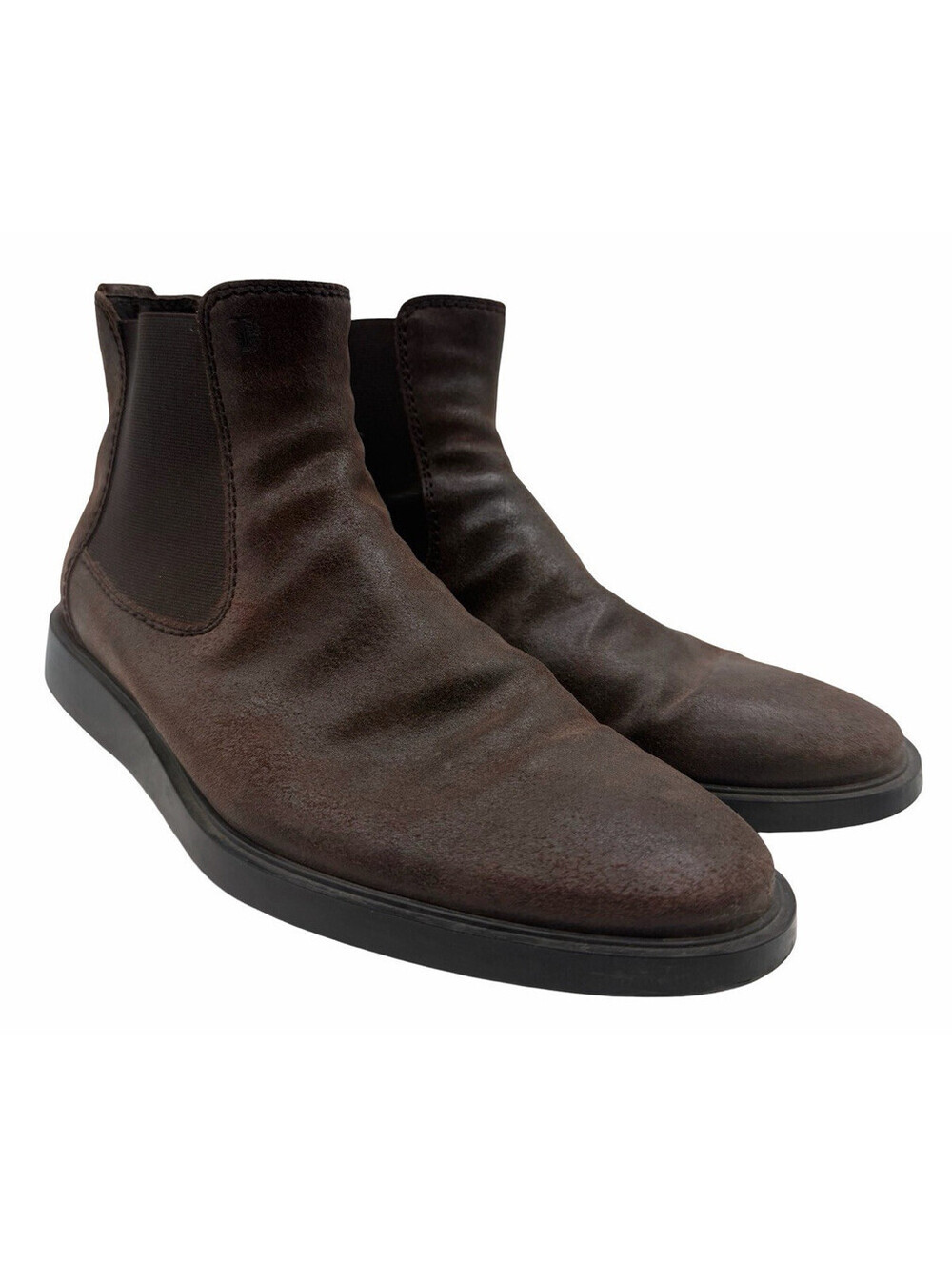 Tod's Suede Leather Waxed Chelsea Boots Dark Brown Size UK 6 | US 7